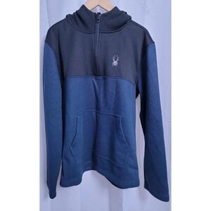 Spyder Ray Half-Zip Fleece Pullover Hooded Jacket Men's XL Turquoise/Black